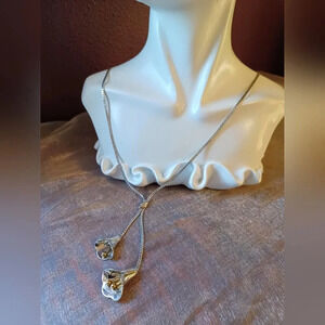 Avon Silver and Gold Floral Necklace
